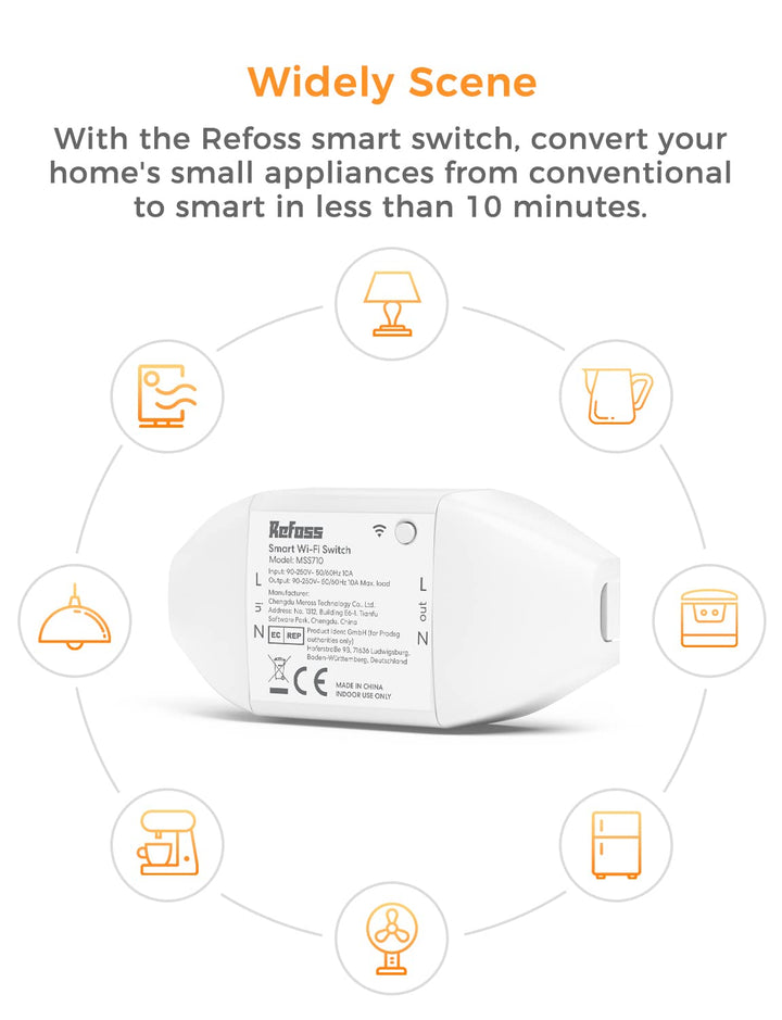 Refoss WLAN Schalter funktioniert mit Apple HomeKit, Universal Smart Schalter für Siri, Alexa, Googl