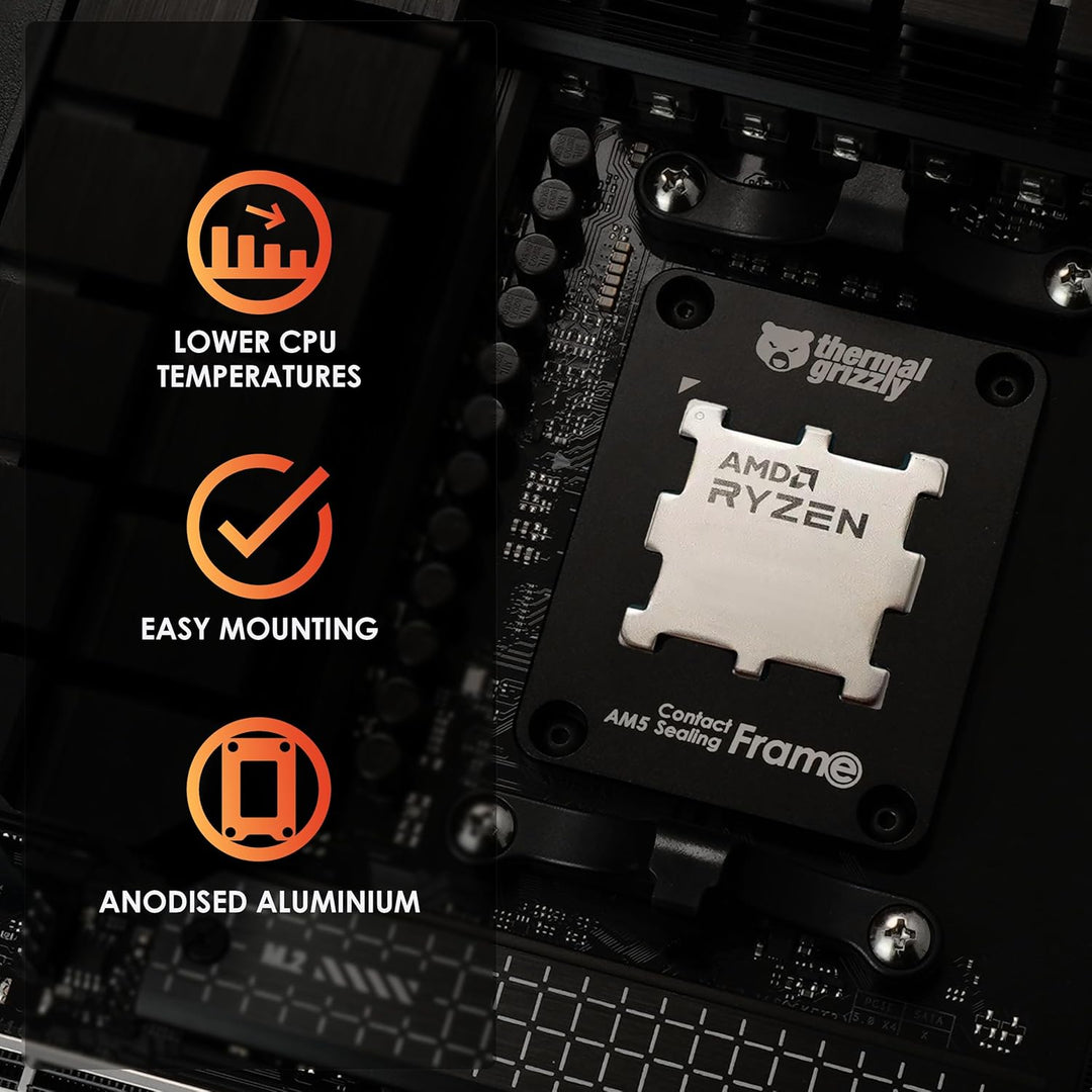 Thermal Grizzly AM5 Contact Sealing Frame - Kombination aus Contact Frame & CPU Guard - Optimiert di