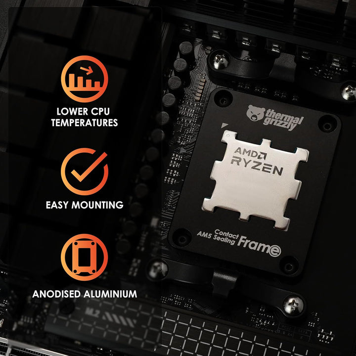 Thermal Grizzly AM5 Contact Sealing Frame - Kombination aus Contact Frame & CPU Guard - Optimiert di