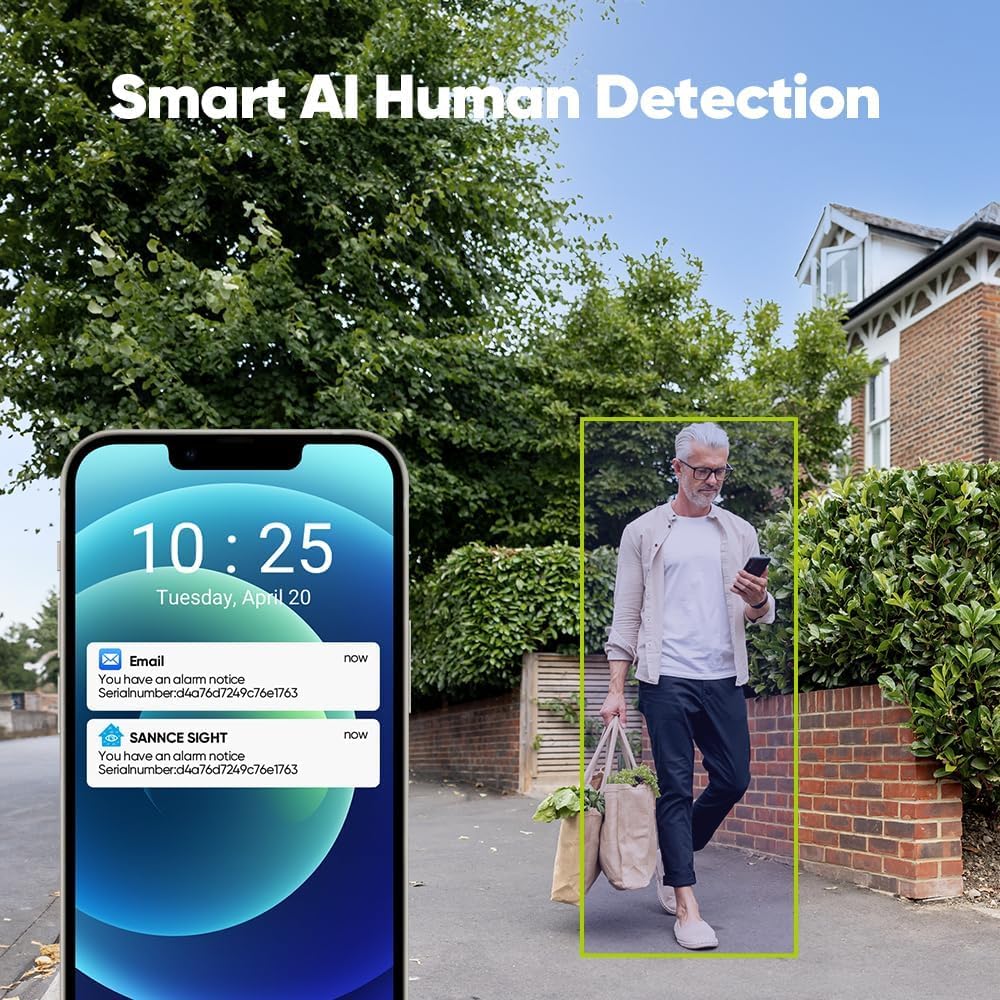 SANNCE WLAN Überwachungskamera Set 8x 3MP IP Aussen Kamera und 8CH 5MP Wireless NVR mit 1TB Festplat