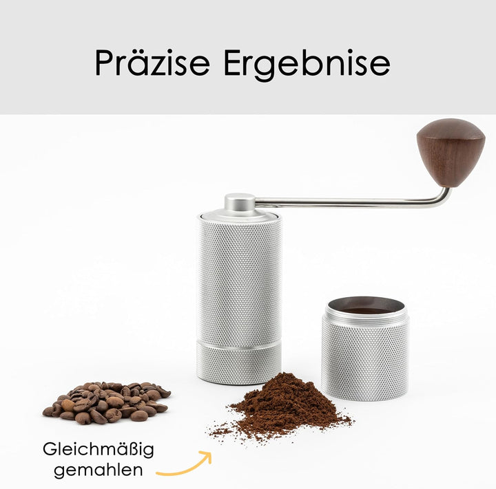 Kaffeemühle - Manuelle Kaffeemühle mit Präzisions-Edelstahlmahlwerk und Holzgriff - Kegelmahlwerk fü
