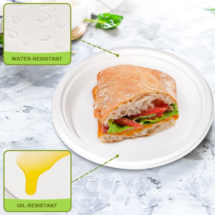GREENESAGE Einwegteller 200 Stück Pappteller 18CM Weiss Rund Einweggeschirr klein Einmalteller Zucke