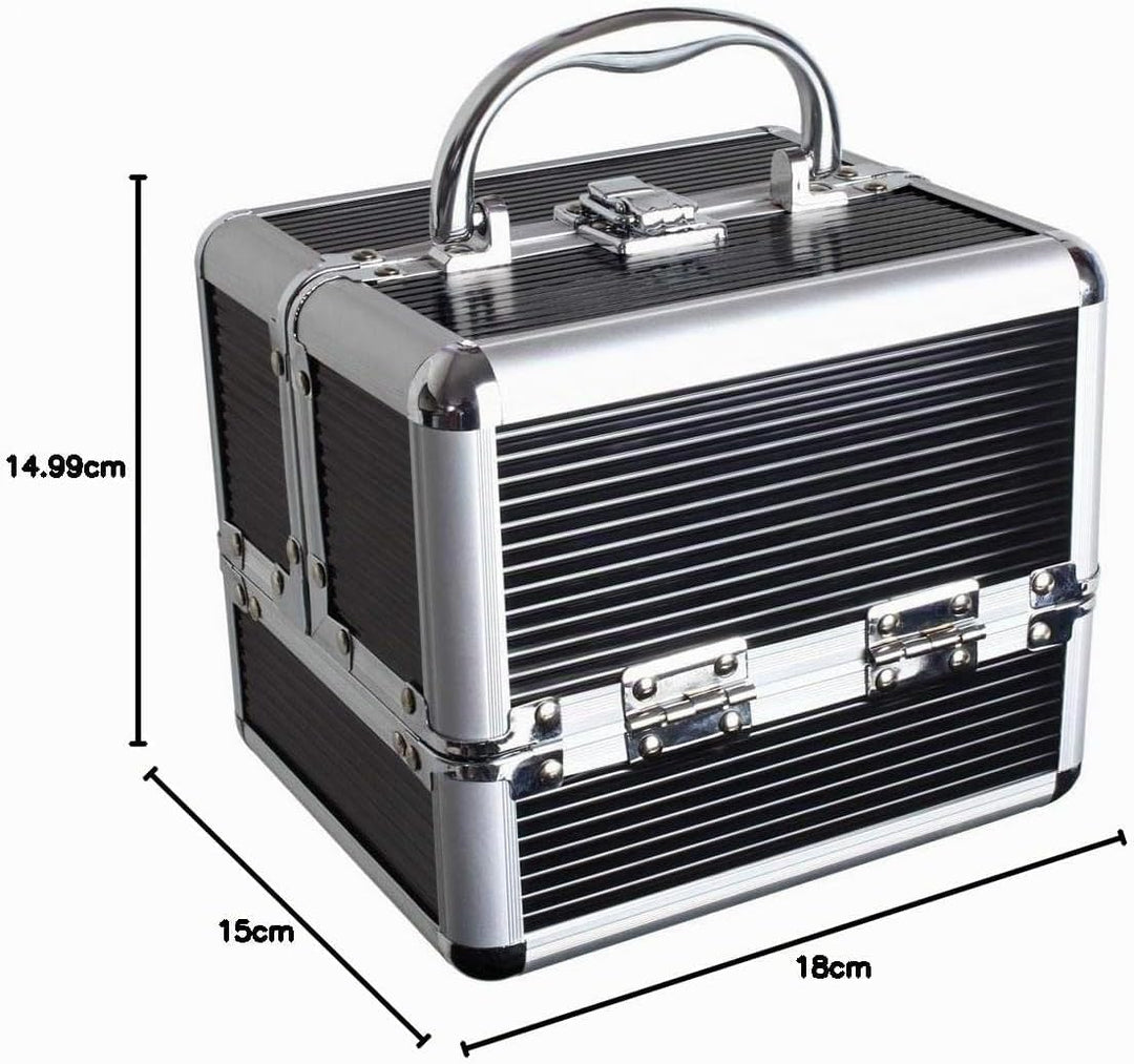 iGadgitz Home Mini Klein Aluminium Kosmetikkoffer, Schminkkoffer, Beautycase, Makeupbox - 4X ausklap