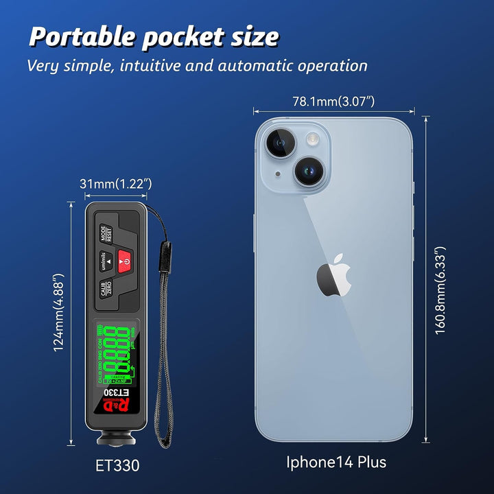 Schichtdickenmessgerät Lackdickenmessgerät für Auto Handheld Lackmesser ackmesser Farbtiefenmesser m