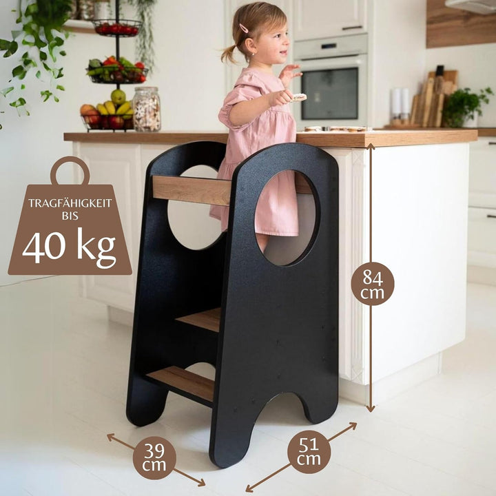KIDIE Kinder Lernturm ab 1 Jahr, Montessori Höhenverstellbar Lernstuhl Baby, Toddler Learning Tower