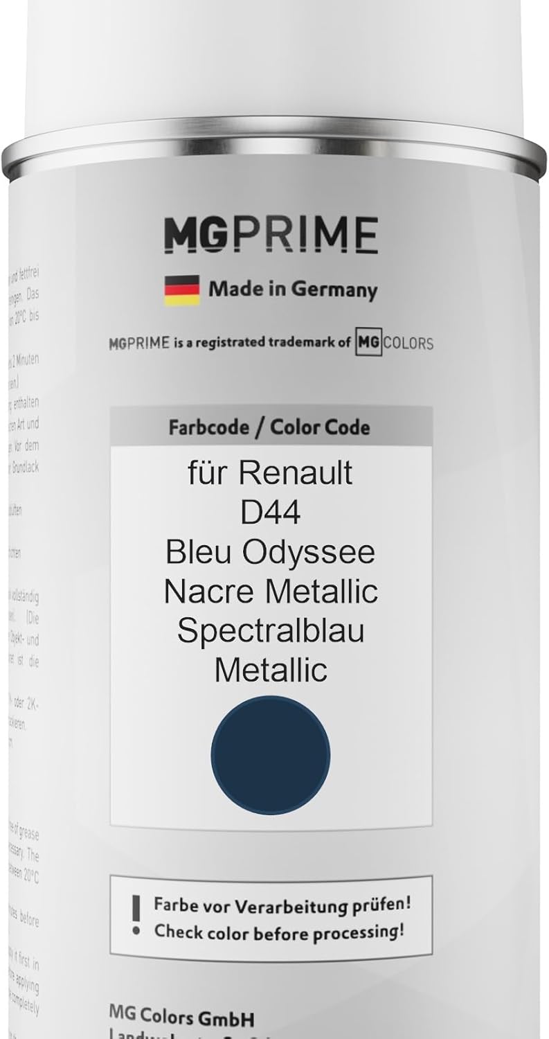 MG PRIME Autolack Sprühdosen Set für Renault D44 Bleu Odyssee Nacre Metallic/Spectralblau Metallic B