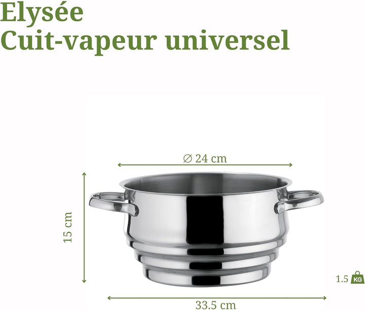 Cuisinox C61500WX13892 Elysée Universal-Dampfgarer, 20/22/24 cm, Edelstahl Universal Dampfgarer, Uni