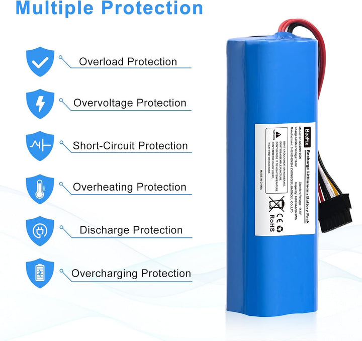 6500mAh Akku Ersatz für Conga 5090, 6090, 6490 y 7090,5490 14.8V Li-ion Akku Batterie Staubsauger Ro