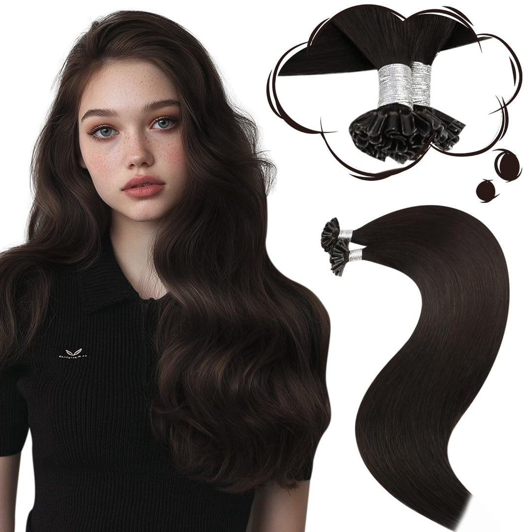 Moresoo Bonding Extensions Echthaar Braun Pre Bonded Bondings Keratin Extensions Echthaar Remy U Tip