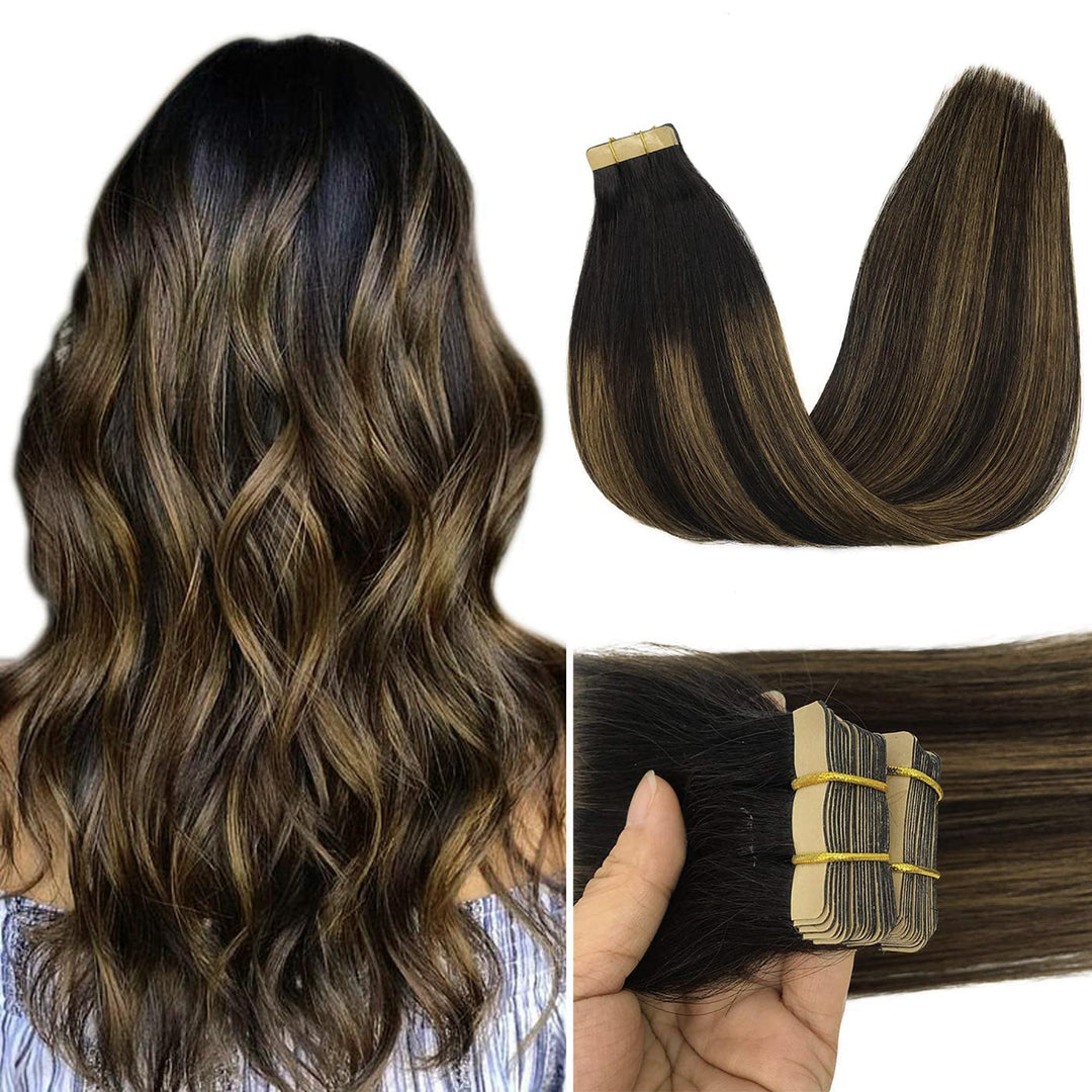 GOO GOO Tape in Extensions Echthaar, Tape Extensions Echthaar, 40cm 50g 20pcs, Extensions Echthaar,