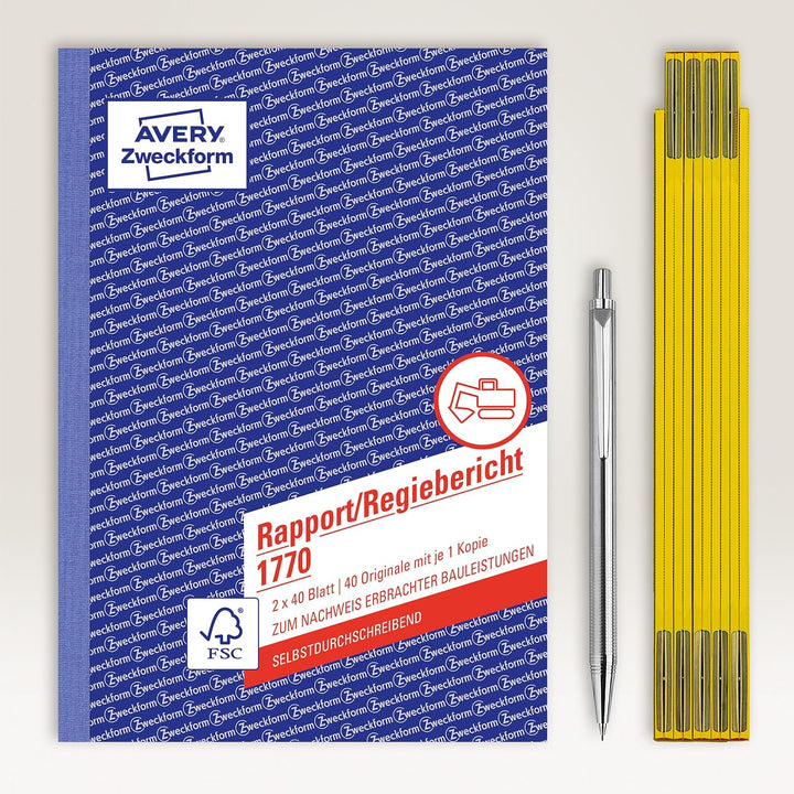 AVERY Zweckform 1770-10 Rapport/Regiebericht (A5 selbstdurchschreibend, von Rechtsexperten geprüft,