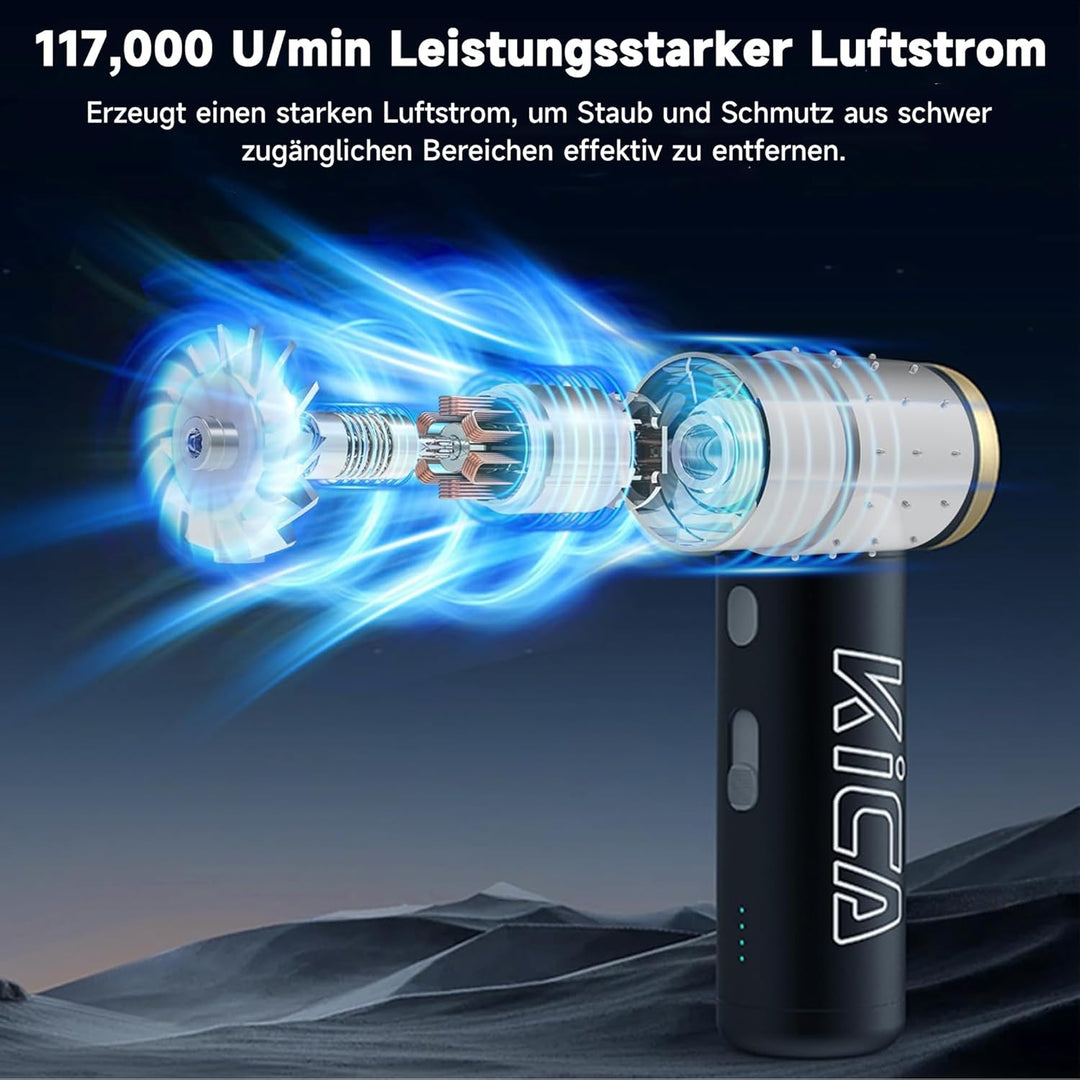 Kica JetFan 2S Kit Elektrischer Air Duster – Metallgehäuse, 117.000 U/min, stufenlose Steuerung & Tu