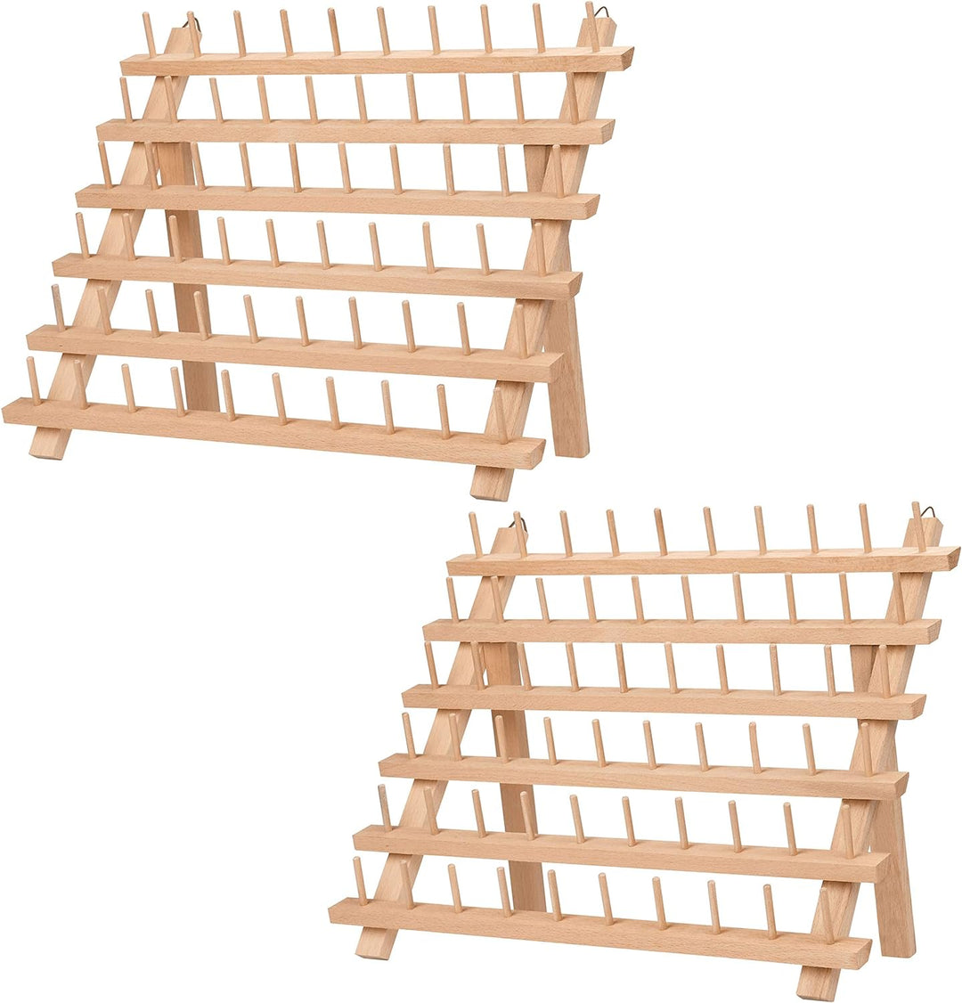 Kurtzy Garnrollenhalter aus Holz zur Aufbewahrung von 60 Faden Spulen (x2)– Fadenhalter Spulenhalter