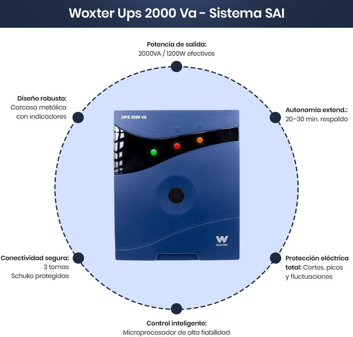 Woxter UPS 2000 VA - Sai Sai Food Sai Sai (2000VA / 1200 Watt, Autonomie Circa 20-30 Minuten), konti