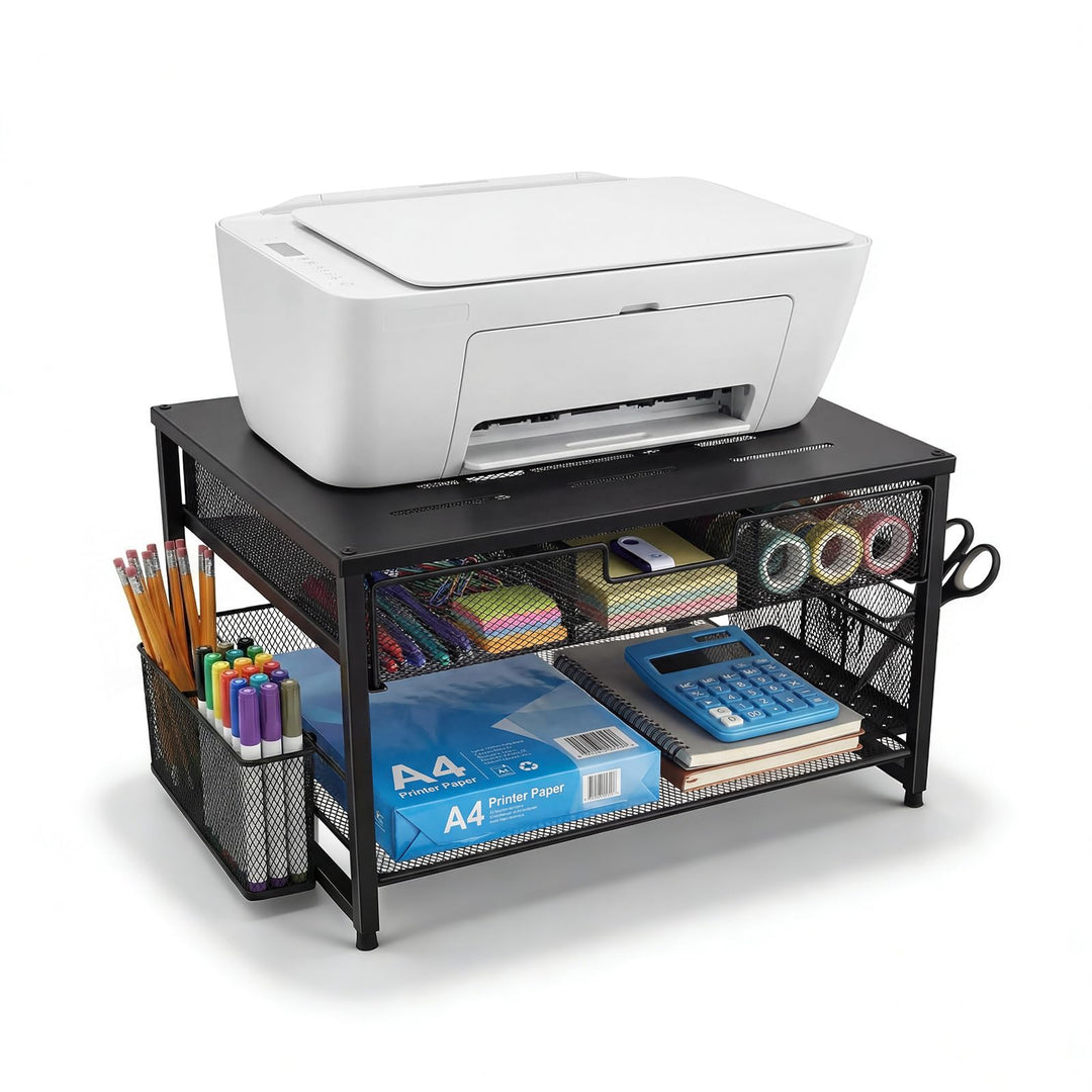 Monitorständer, Schreibtisch Organizer aus Metall mit Schublade &amp; 2 Stifthaltern, ergonomische Monit