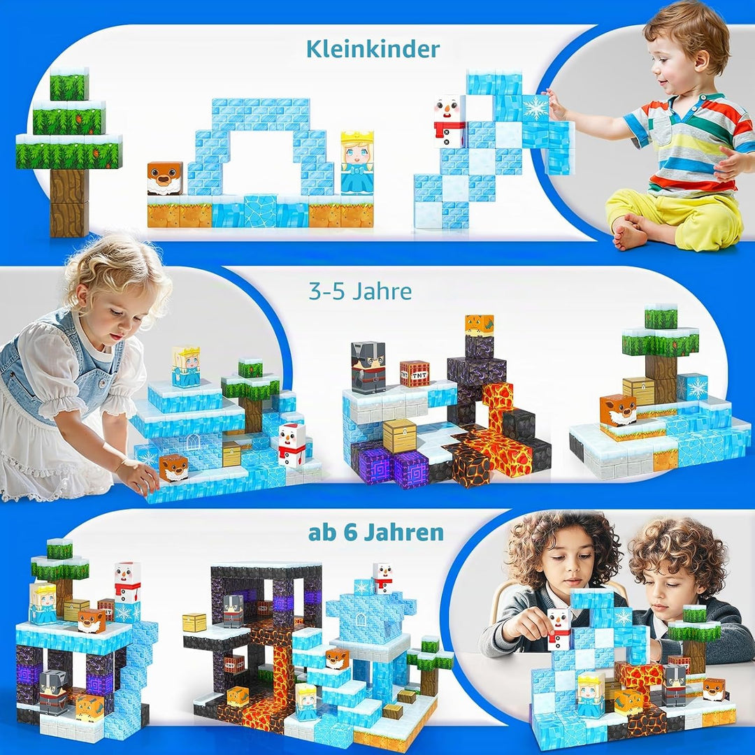 Gefrorene Magnetbausteine & Magnetische Bausteine - Gefroren & Lava Set, Magnetische Kacheln, STEM S