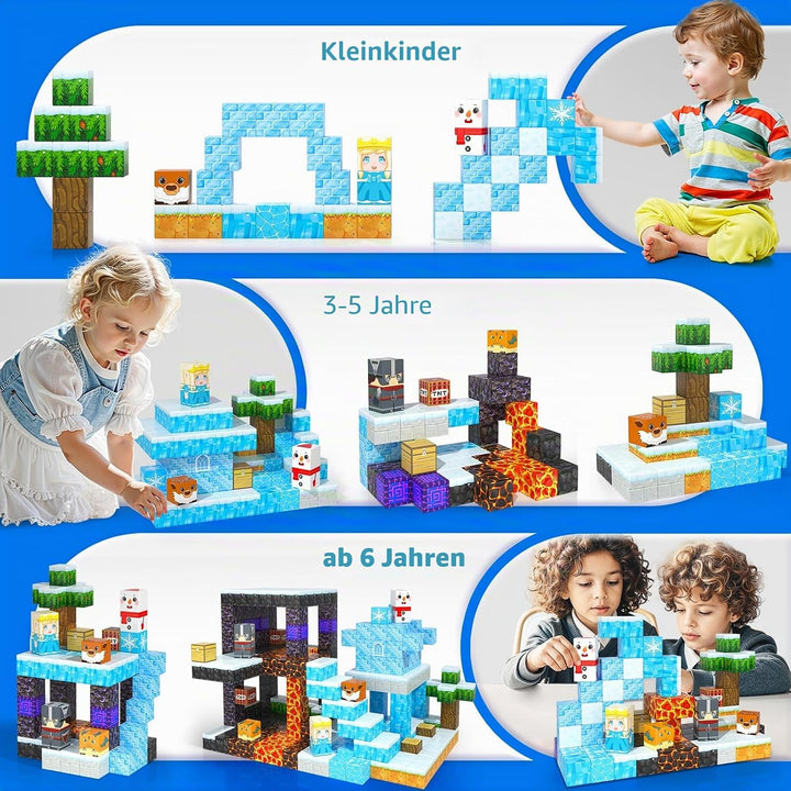 Gefrorene Magnetbausteine & Magnetische Bausteine - Gefroren & Lava Set, Magnetische Kacheln, STEM S