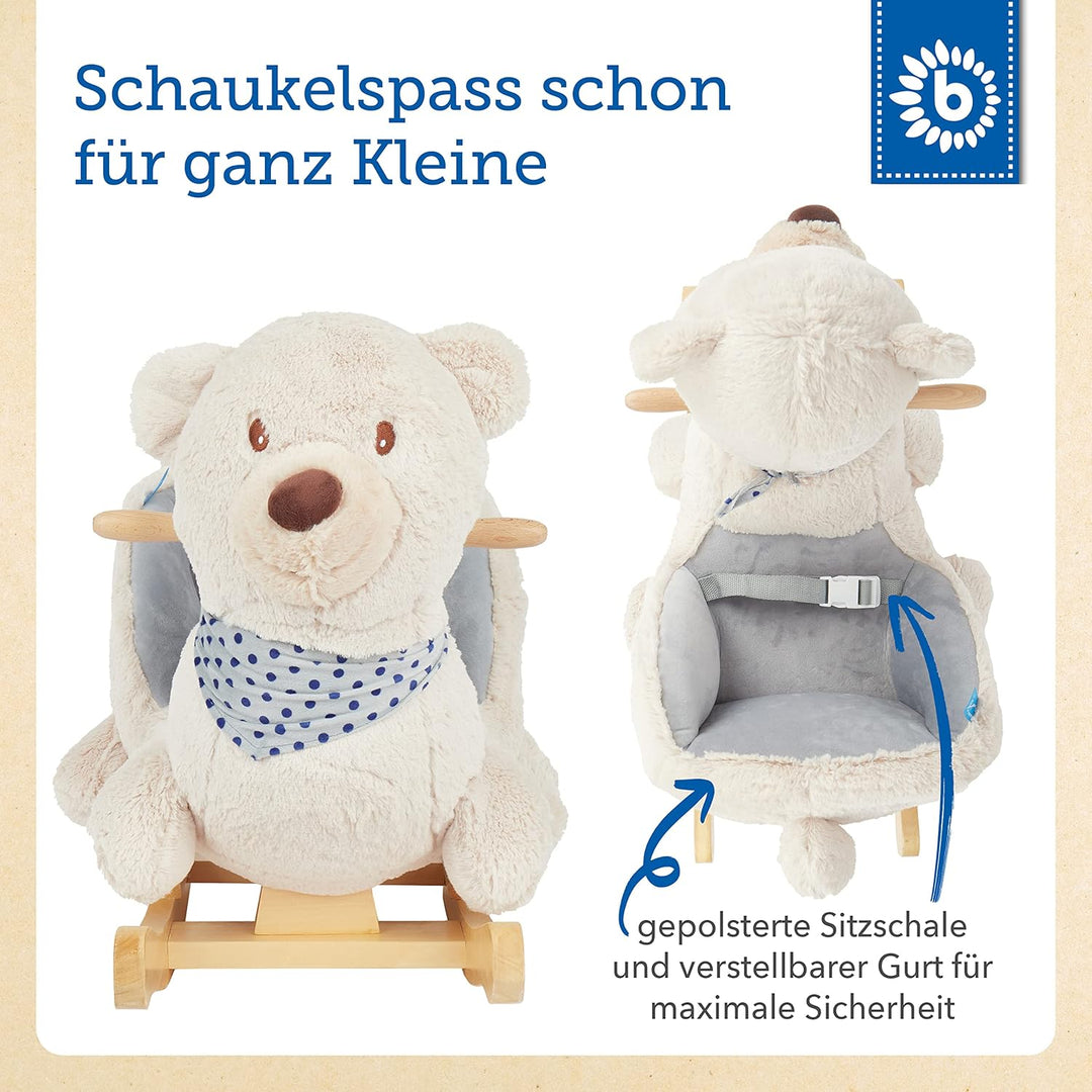 Bieco Plüsch Schaukeltier Bär Creme 62x30x48cm | Schaukelpferd Baby | Schaukeltier Baby | Kinderscha