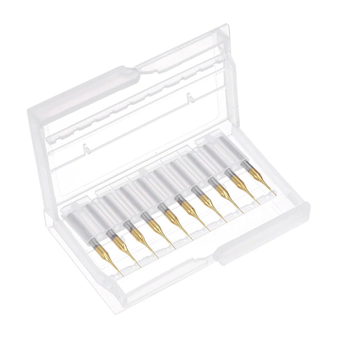QUARKZMAN 10 Stück Hartmetallfräser 0.3mm Schaft, 6-Flöten CNC Fräser 4-NutenTitanbeschichtung für E