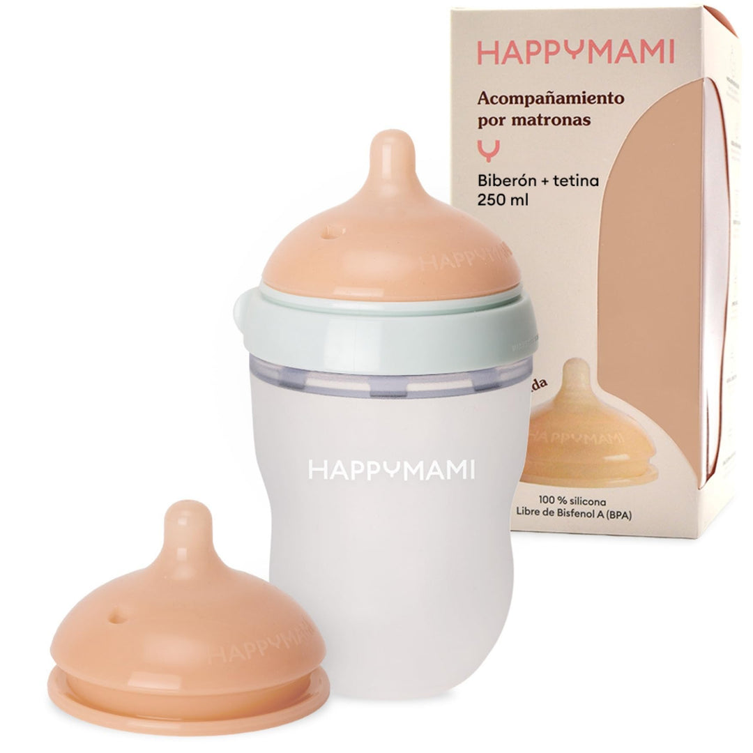 Set aus personalisierter Anti-Kolik-Silikonflasche + Sauger, anatomisches Design, mit zusätzlichem S