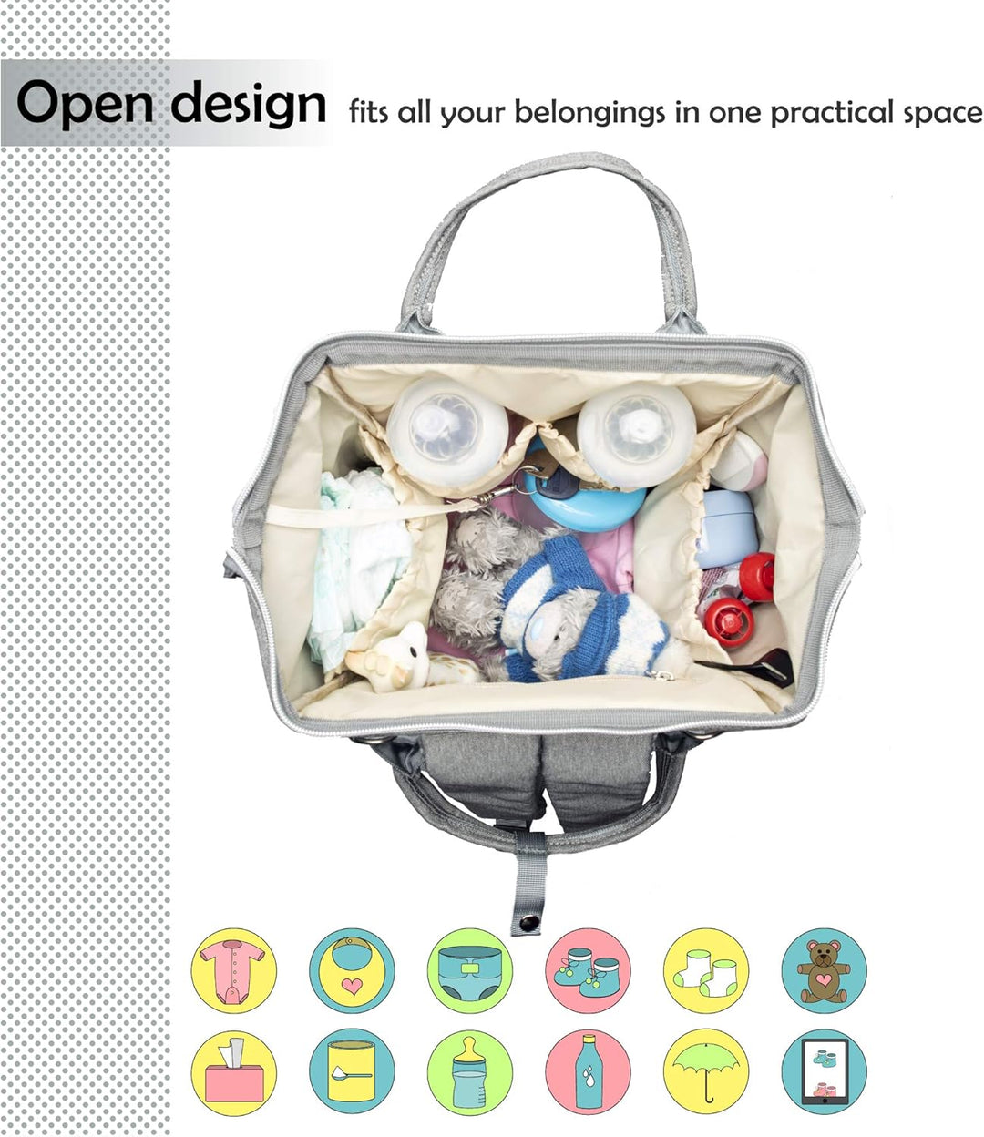 NEVEQ Baby Wickelrucksack, Babytasche für Reise, Wickeltasche Grosse Kapazität, Multifach Reise Ruck