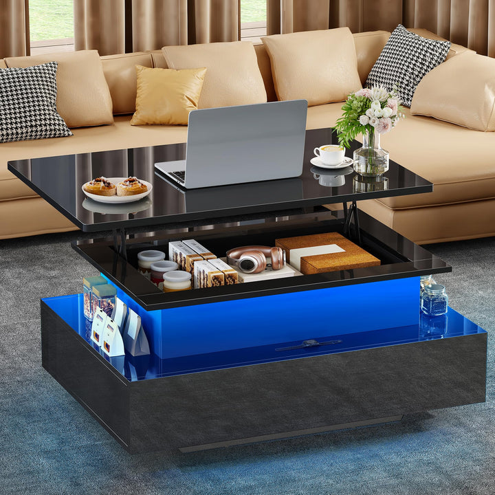 YITAHOME Couchtisch Höhenverstellbar, Wohnzimmertisch Hochglanz mit Hebeplatte,Couch Tisch Wohnzimme