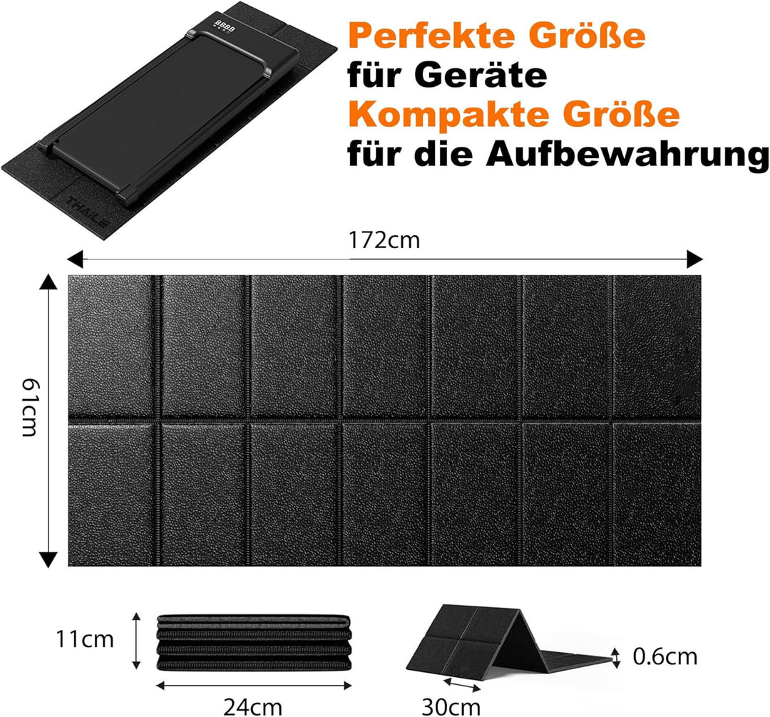 Laufbandmatte, Bodenschutzmatte 172x61 cm 6 mm Dicke Faltbar, Hochdichte PVC für Schalldämmung & Sto