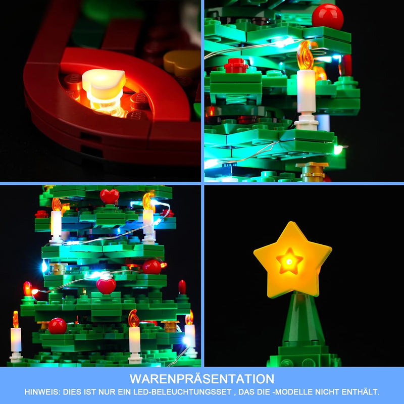 LocoLee Licht Set Kompatibel mit Lego Weihnachtsbaum, Nur Lichter Set, Licht Beleuchtung Set Compati