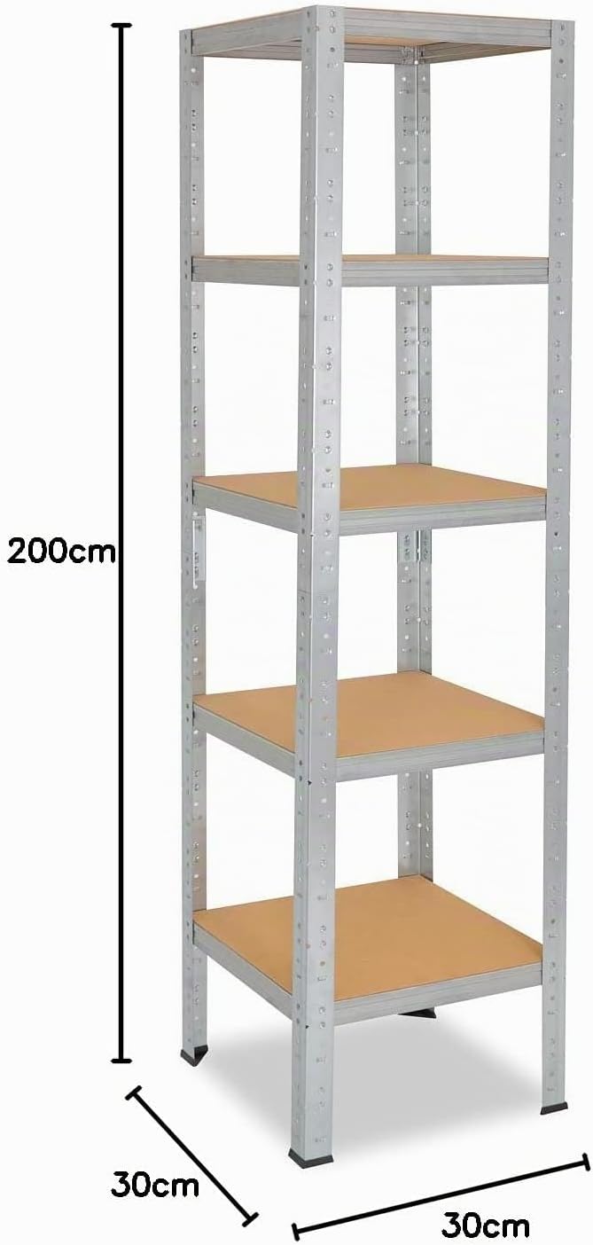 shelfplaza® 200x30x30cm Home Schwerlastregal verzinkt/Metallregal mit 5 Böden/Kellerregal Metall, Ga
