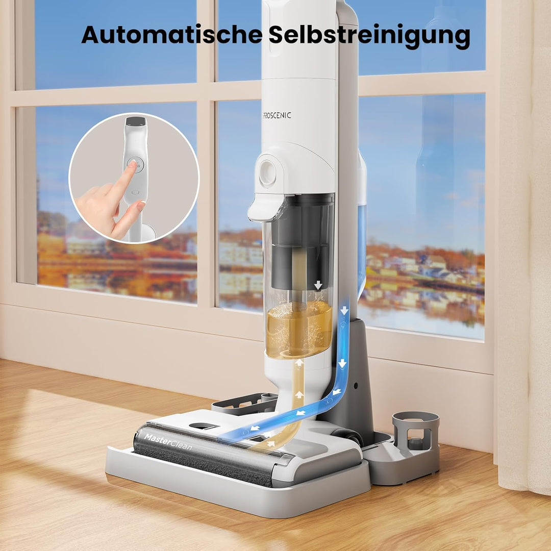 Proscenic F10 Pro Nass-Trockensauger, Saugwischer Smart 3 in 1, Leichtgewicht, Leise kabelloser Stau