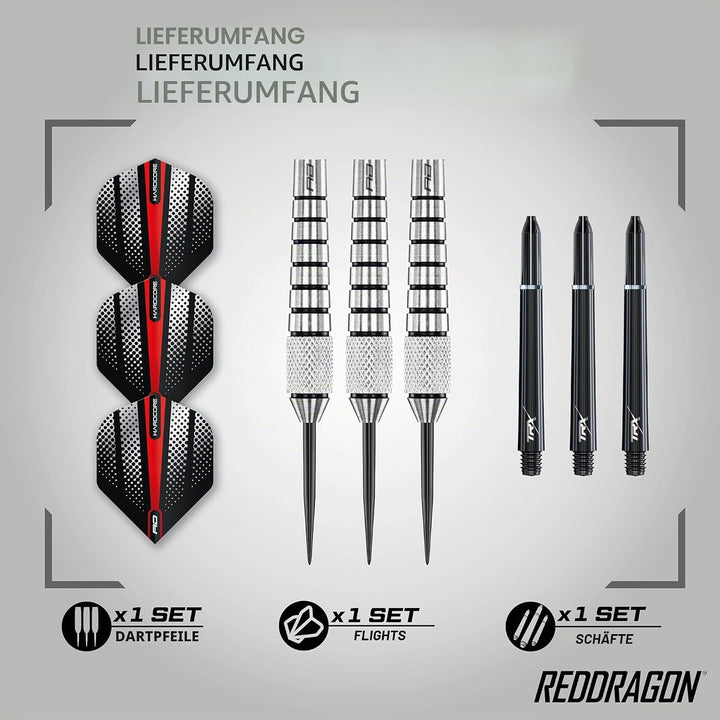 RED DRAGON Sidewinders 25g, 27g or 30g Flightmaster Tungsten Darts Set mit Flights und Schäfte 30.0