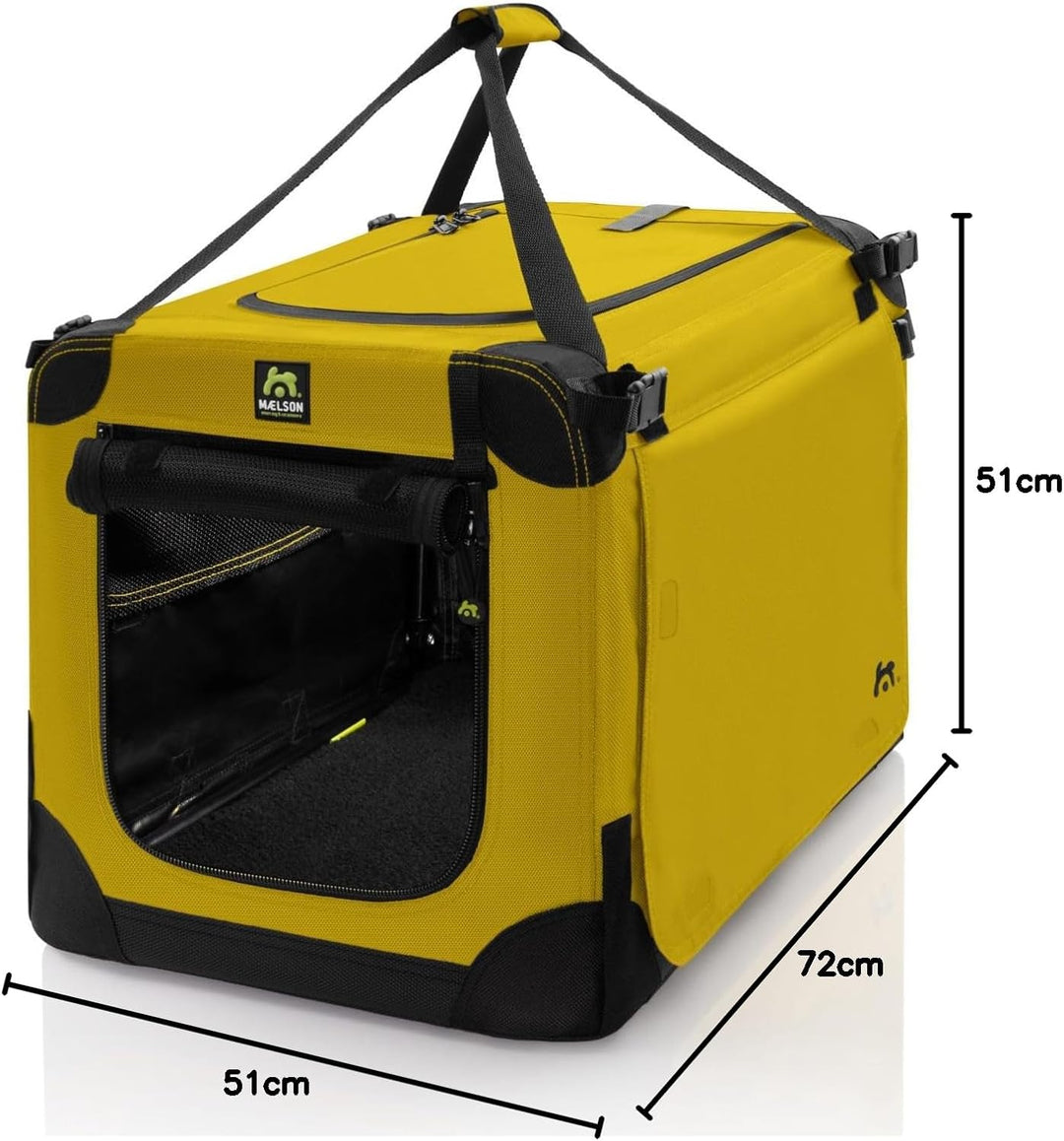 Maelson Soft Kennel Safran Gelb, 72 cm - Faltbare Hunde-Transportbox L 72 x B 51 x H 51 cm Safran Ge