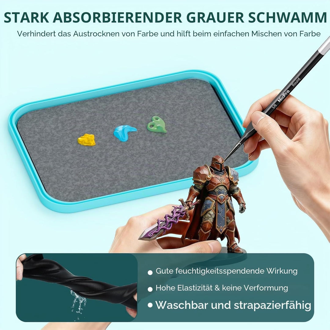 Nicpro Wet Palette für Mischpalette Acrylfarben, Farbtablett Nasspalette mit 100 Stück Palettenpapie