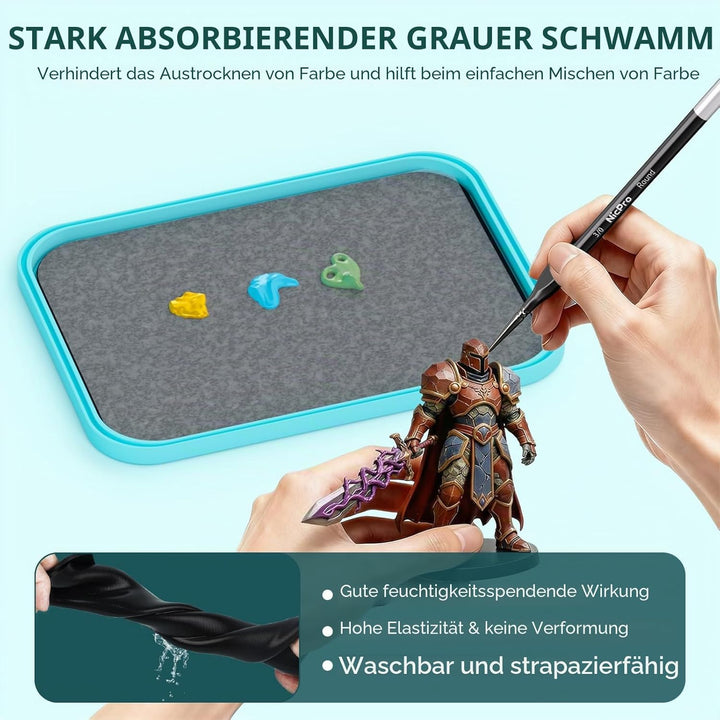 Nicpro Wet Palette für Mischpalette Acrylfarben, Farbtablett Nasspalette mit 100 Stück Palettenpapie