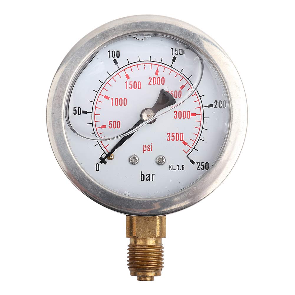 Flüssigkeitsgefülltes hydraulisches Manometer 0-3750PSI 0-250 Bar Manometer, 2,5 "DIAL-Anzeige, G1/4