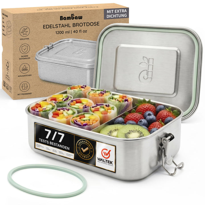 Bambaw Lunchbox aus Edelstahl 1200 ml | Bento BPA Free | luftdichte Lunchbox | Bento mit Fächern | B