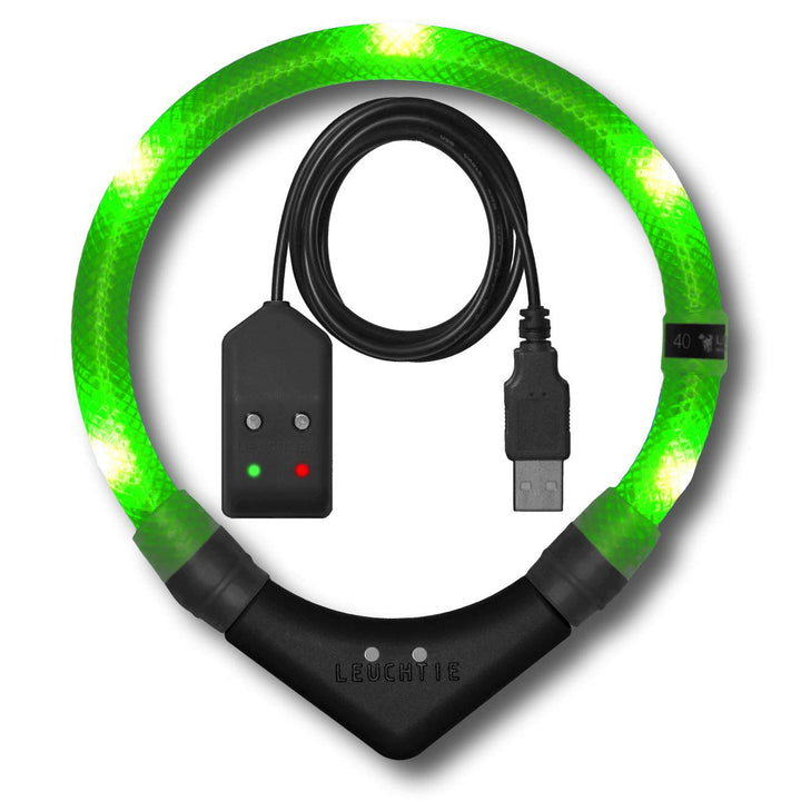 LEUCHTIE® Easy Charge Leuchthalsband Hund aufladbar, wasserdichtes LED Halsband, Leuchtband für Hund