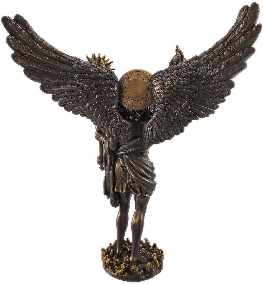 32,4 cm Erzengel Uriel mit Spear Religiöse Kunstharz Statue Figur
