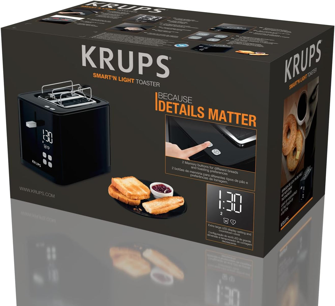 Krups KH6418 Smart'n Light Toaster | Zwei-Scheiben-Toaster | Digitaldisplay | 7 Bräunungsstufen | he