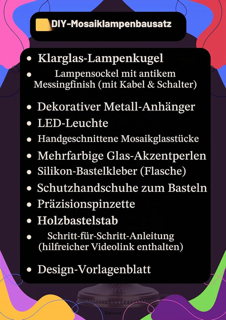 DEMMEX Türkisches Mosaiklampen-Set zum Selbermachen, komplettes Kunst- und Handwerks-Geschenkset für