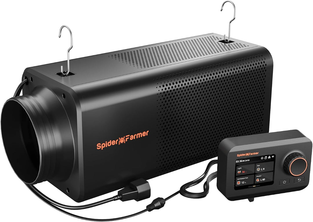 Spider Farmer 2-in-1 Aktivkohlefilter &amp; Rohrventilator 150mm mit GGS Controller, Growzelt 70x140x200