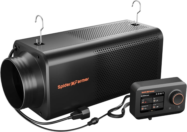 Spider Farmer 2-in-1 Aktivkohlefilter &amp; Rohrventilator 150mm mit GGS Controller, Growzelt 70x140x200
