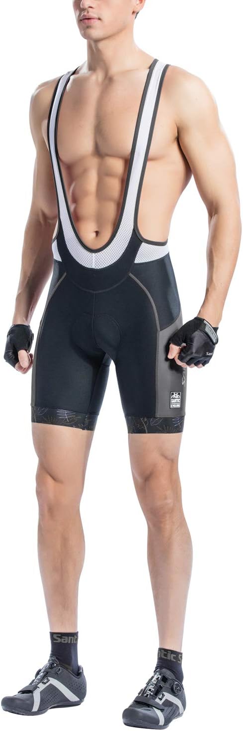 Santic Trägerhose Fahrrad Herren Fahrradhose Kurz mit Sitzpolster Radhose Herren Kurz Gepolstert, Sc
