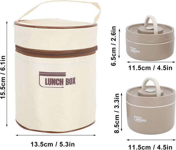 TOPINCN Isolierter Lunchbehälter aus Edelstahl 304 mit Thermobeutel, Versiegelte Lunchbehälter für L