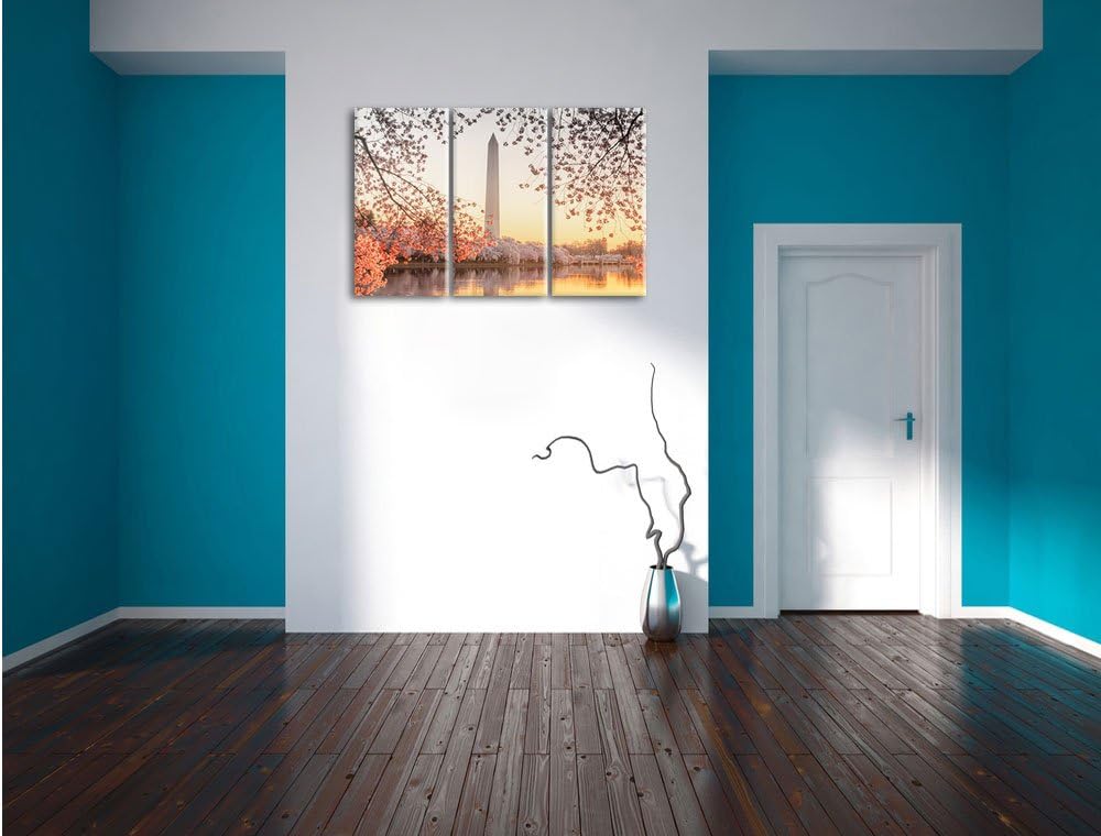 Pixxprint Jefferson Memorial als Leinwandbild/Grösse: 3 Teilig (120x80 cm) cm/Wandbild/Kunstdruck/fe