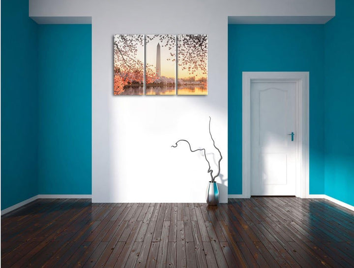 Pixxprint Jefferson Memorial als Leinwandbild/Grösse: 3 Teilig (120x80 cm) cm/Wandbild/Kunstdruck/fe