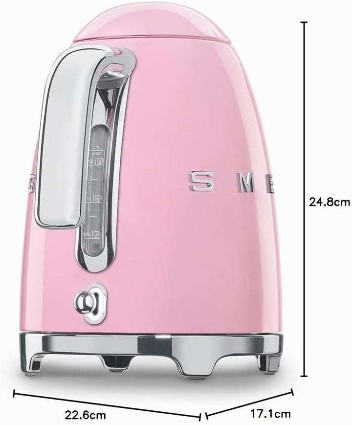 Smeg, KLF03PKEU 1.7L Wasserkocher, Soft-Opening-Kannenverschluss, Herausnehmbarer Anti-Kalkfilter au