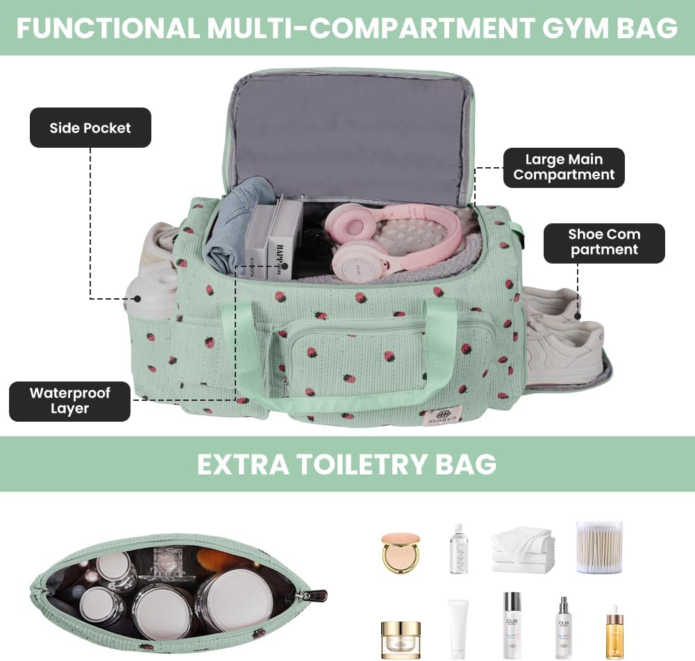 Sporttasche Damen, Sporttasche Kinder, Faltbare Reisetasche Weekender mit Schuhfach und Nassfach, Re