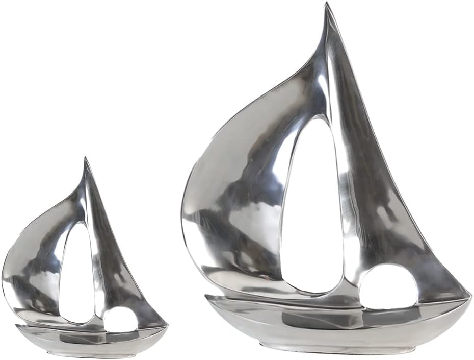 GILDE - Alu Skulptur Boot - poliert - Bad Deko - H. 35 cm Höhe 35 cm Silberfarben, Höhe 35 cm Silber