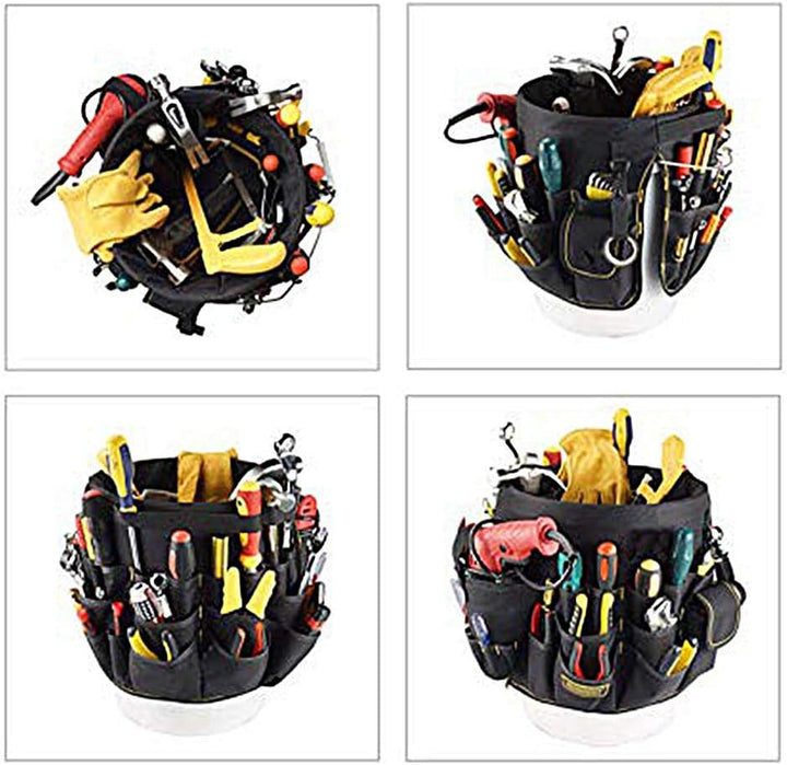 Zerodis Tools Bucket Tool Organizer, Bucket Canvas Werkzeughalter und Organizer Eimer mit 56 Taschen